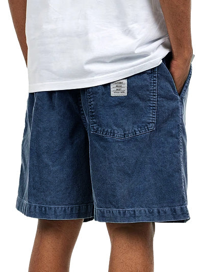 Men's Retro Distressed Corduroy Embroidered Logo Loose Stretch Waistband Pocket Shorts